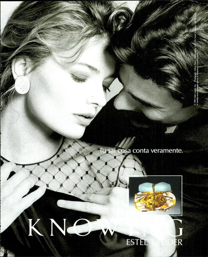 Paulina Porizkova featured in  the Estée Lauder Knowing Fragrance advertisement for Spring/Summer 1992