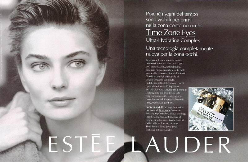 Paulina Porizkova featured in  the Estée Lauder imeZone Eyes advertisement for Spring/Summer 1992