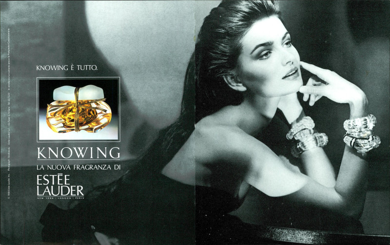 Paulina Porizkova featured in  the Estée Lauder Knowing Fragrance advertisement for Autumn/Winter 1988