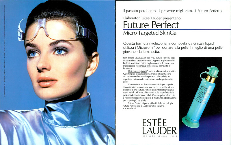 Paulina Porizkova featured in  the Estée Lauder Future Prfect advertisement for Spring/Summer 1988