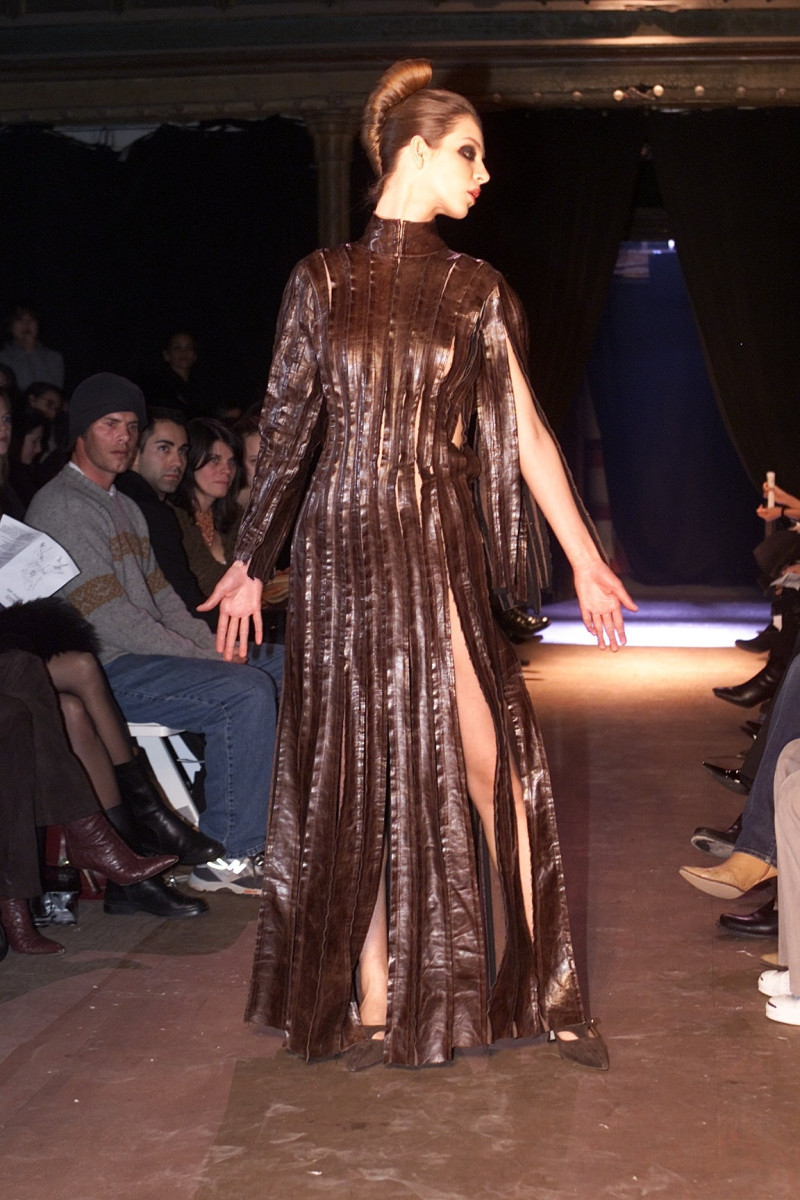 Zuzana Macasova featured in  the Zac Posen fashion show for Autumn/Winter 2002