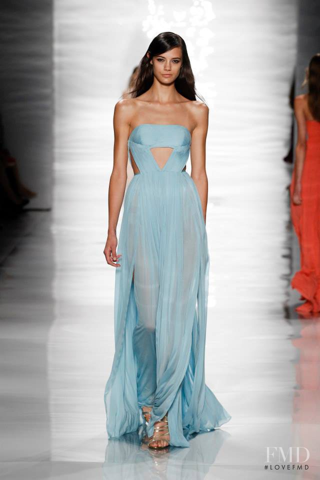 Anja Leuenberger featured in  the Reem Acra fashion show for Spring/Summer 2015