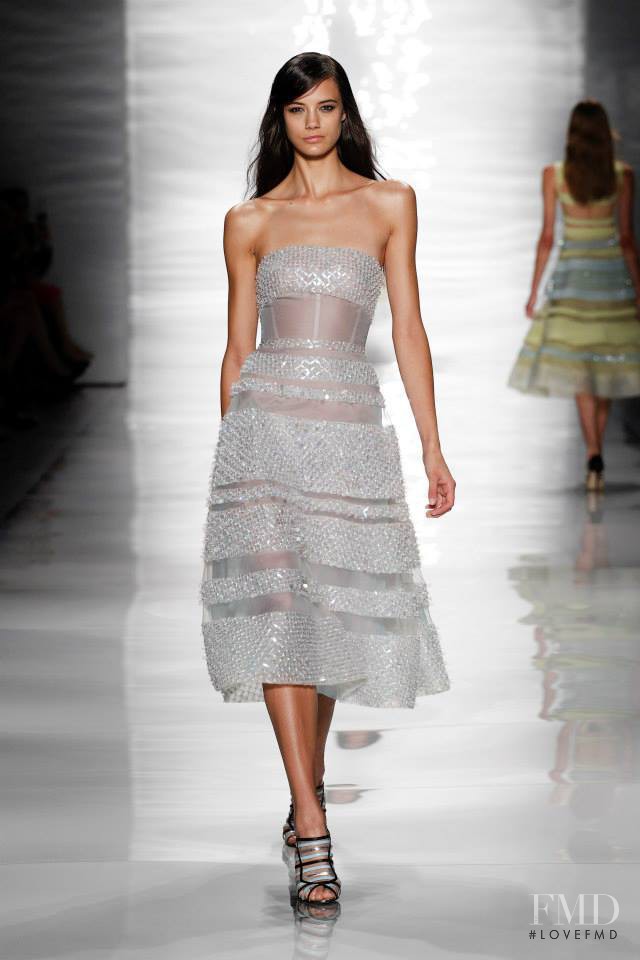 Anja Leuenberger featured in  the Reem Acra fashion show for Spring/Summer 2015
