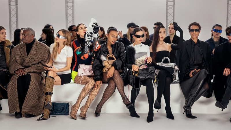Mika Schneider featured in  the Balenciaga Le City Handbags advertisement for Holiday 2024