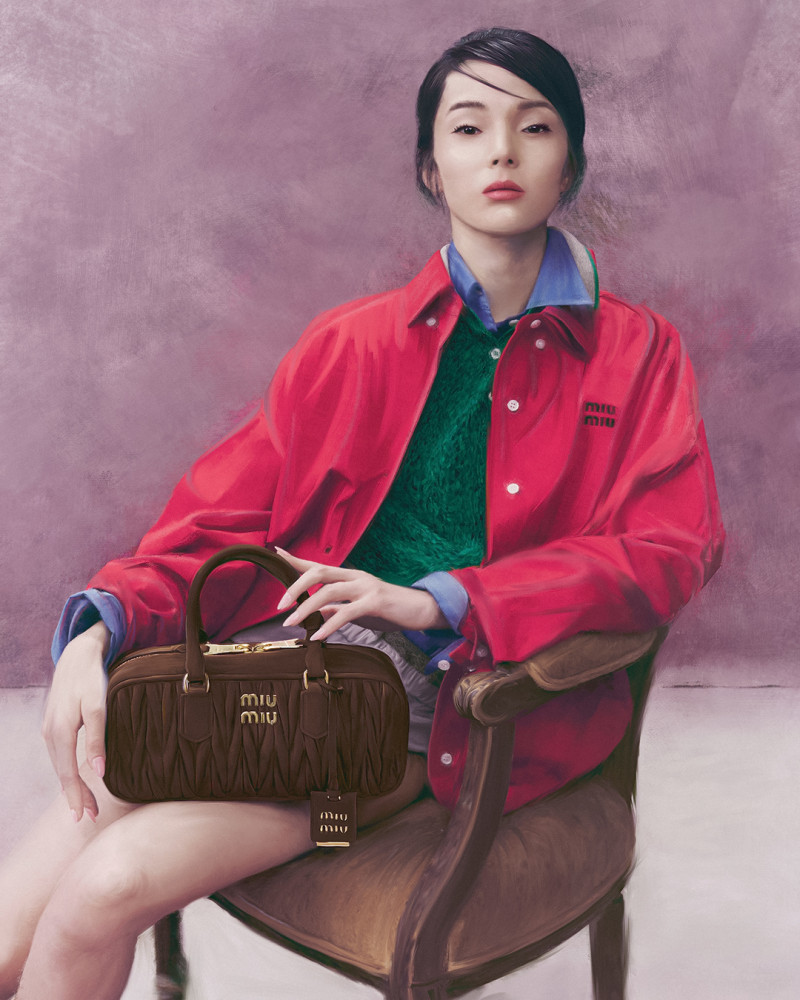 Xiao Wen Ju featured in  the Miu Miu Handbags advertisement for Spring/Summer 2025