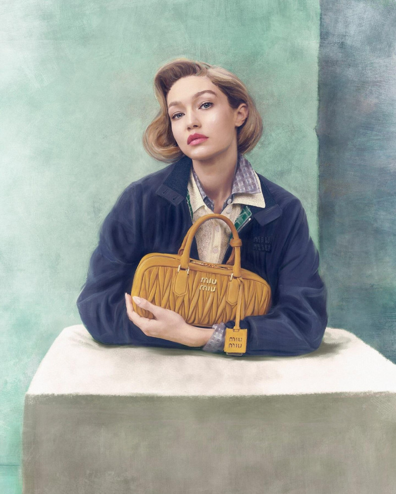 Gigi Hadid featured in  the Miu Miu Handbags advertisement for Spring/Summer 2025