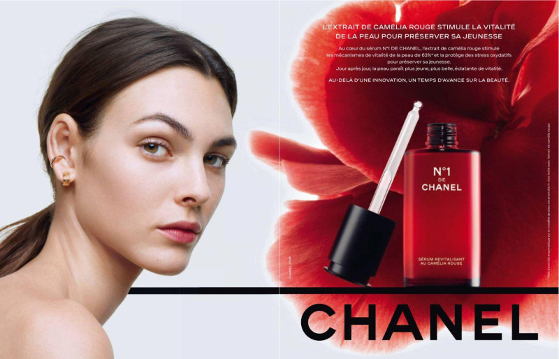 Vittoria Ceretti featured in  the Chanel Beauty N°1 DE CHANEL Skincare  advertisement for Pre-Spring 2024