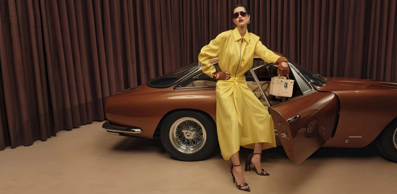 Amelia Gray Hamlin featured in  the Ferrari advertisement for Spring/Summer 2025