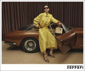 Amelia Gray Hamlin featured in  the Ferrari advertisement for Spring/Summer 2025