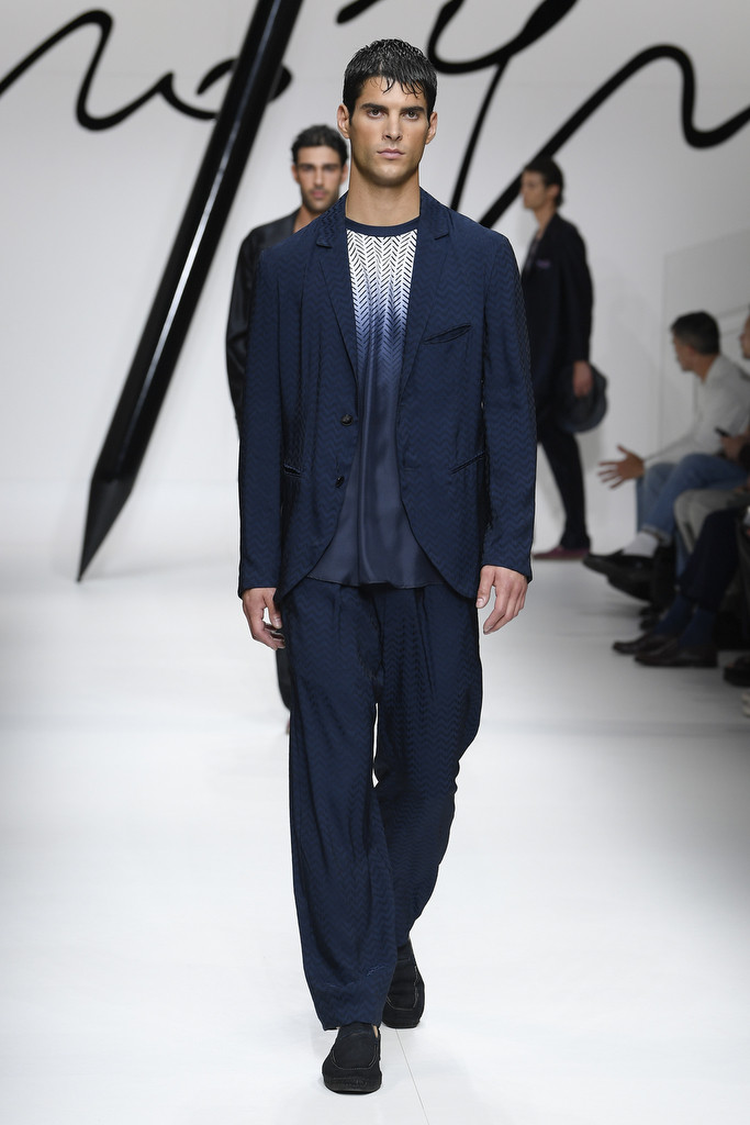 Edoardo Conte featured in  the Giorgio Armani fashion show for Spring/Summer 2024