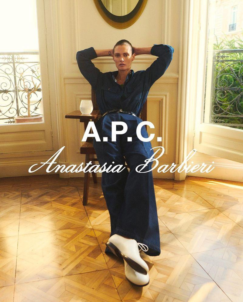 Malgosia Bela featured in  the A.P.C. X Anastasia Barbieri advertisement for Spring/Summer 2025