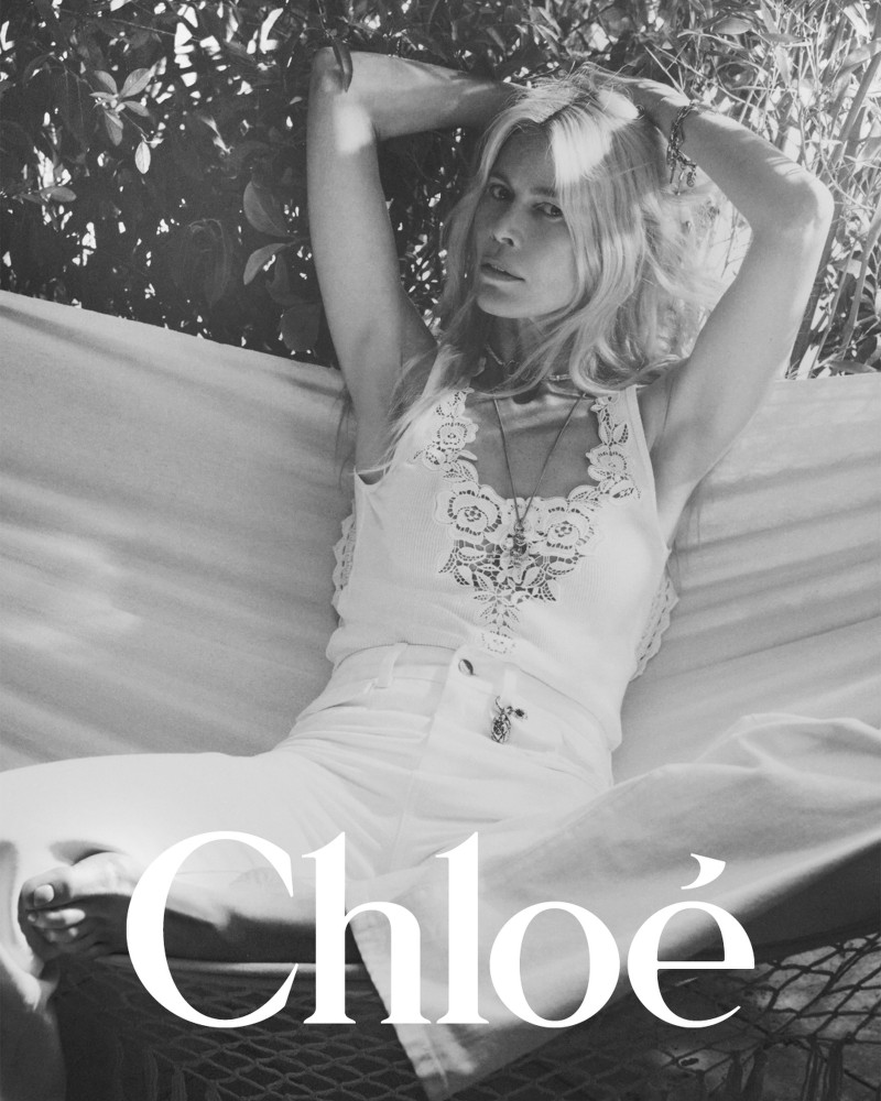 Claudia Schiffer featured in  the Chloe Chloe a la Plage collection advertisement for Summer 2025