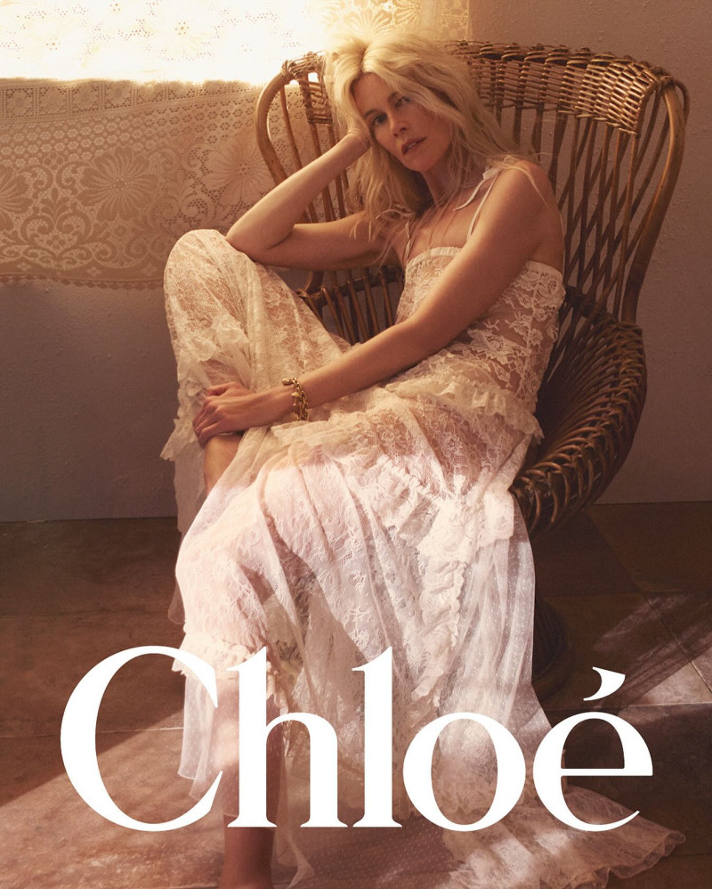Claudia Schiffer featured in  the Chloe Chloe a la Plage collection advertisement for Summer 2025