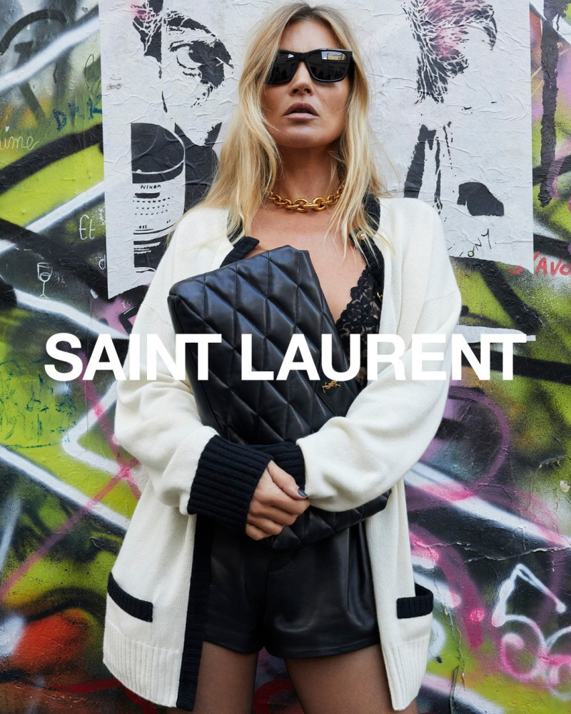 Kate Moss featured in  the Saint Laurent advertisement for Spring 2021