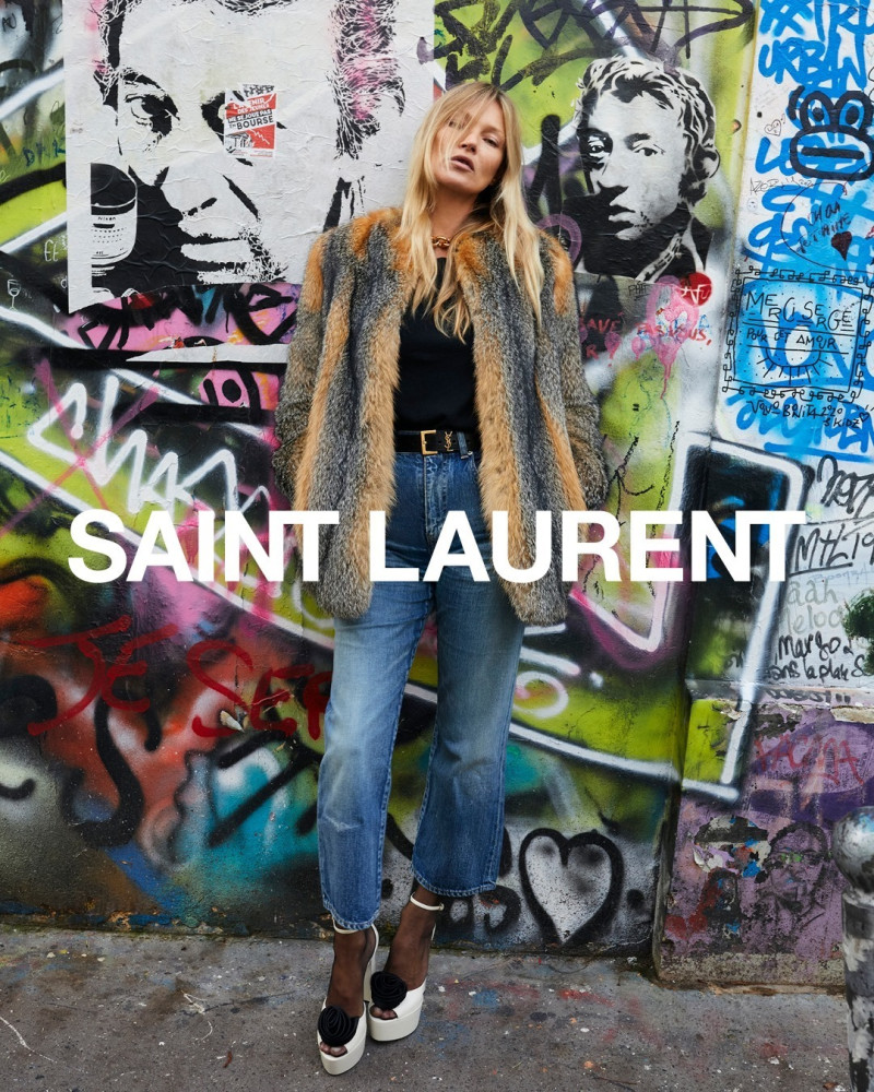 Kate Moss featured in  the Saint Laurent advertisement for Spring 2021