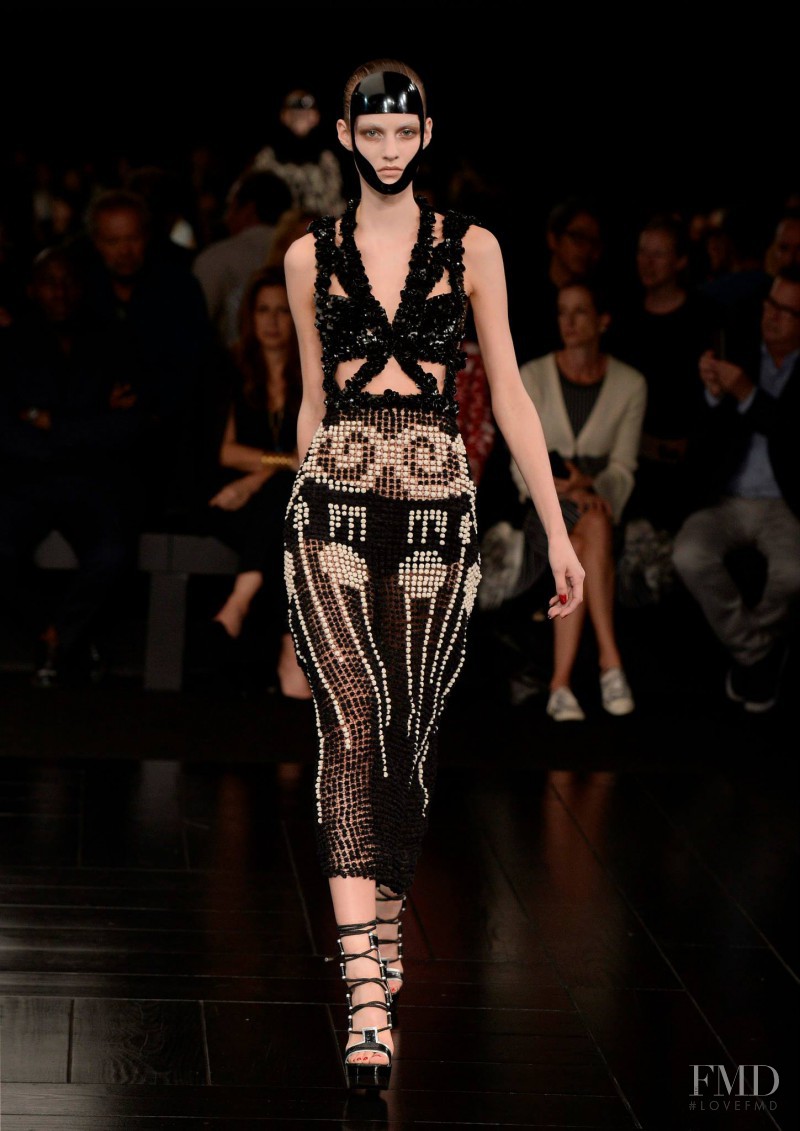 Maartje Verhoef featured in  the Alexander McQueen fashion show for Spring/Summer 2015