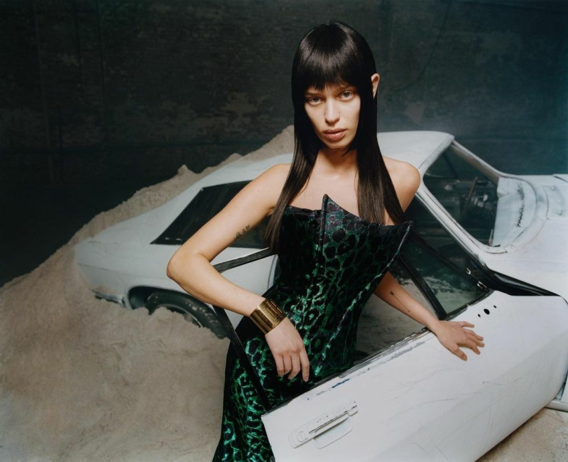 Maria Keidj featured in  the Balmain Hair Couture advertisement for Autumn/Winter 2023