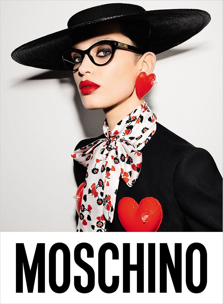 Maria Keidj featured in  the Moschino Eyewear Collection  advertisement for Spring/Summer 2023