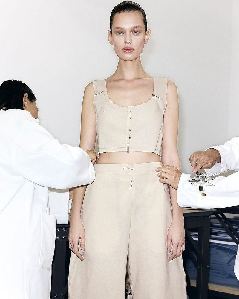 Maria Keidj featured in  the Frame Denim advertisement for Pre-Spring 2025