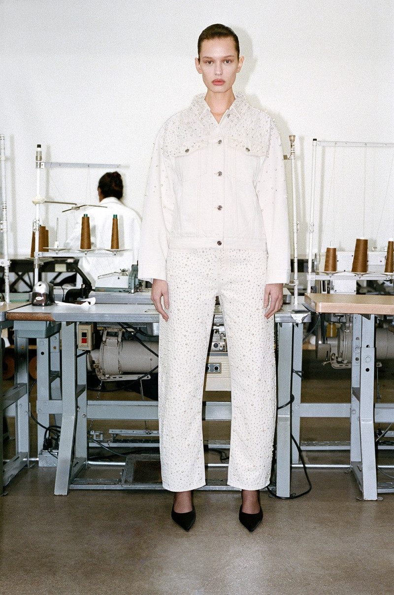 Maria Keidj featured in  the Frame Denim advertisement for Pre-Spring 2025
