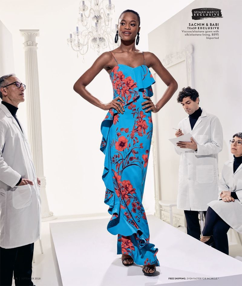 Mayowa Nicholas featured in  the Neiman Marcus Exclusive lookbook for Fall 2018
