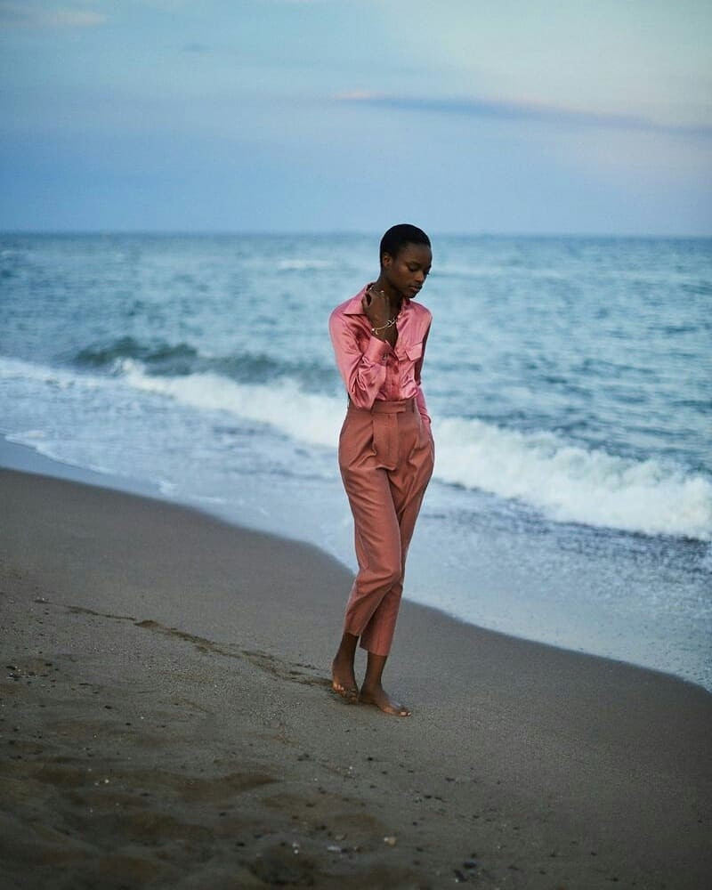 Mayowa Nicholas featured in  the Mango advertisement for Pre-Fall 2018