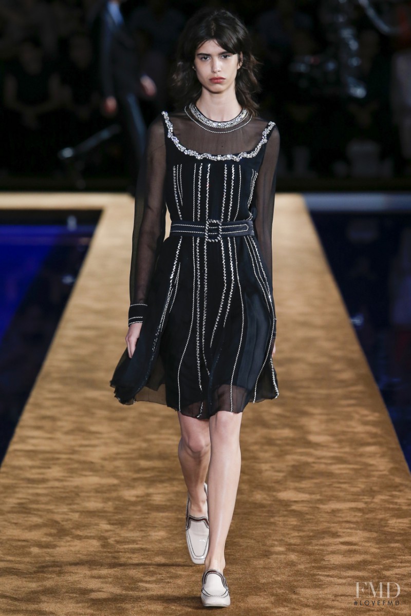 Mica Arganaraz featured in  the Prada fashion show for Spring/Summer 2015