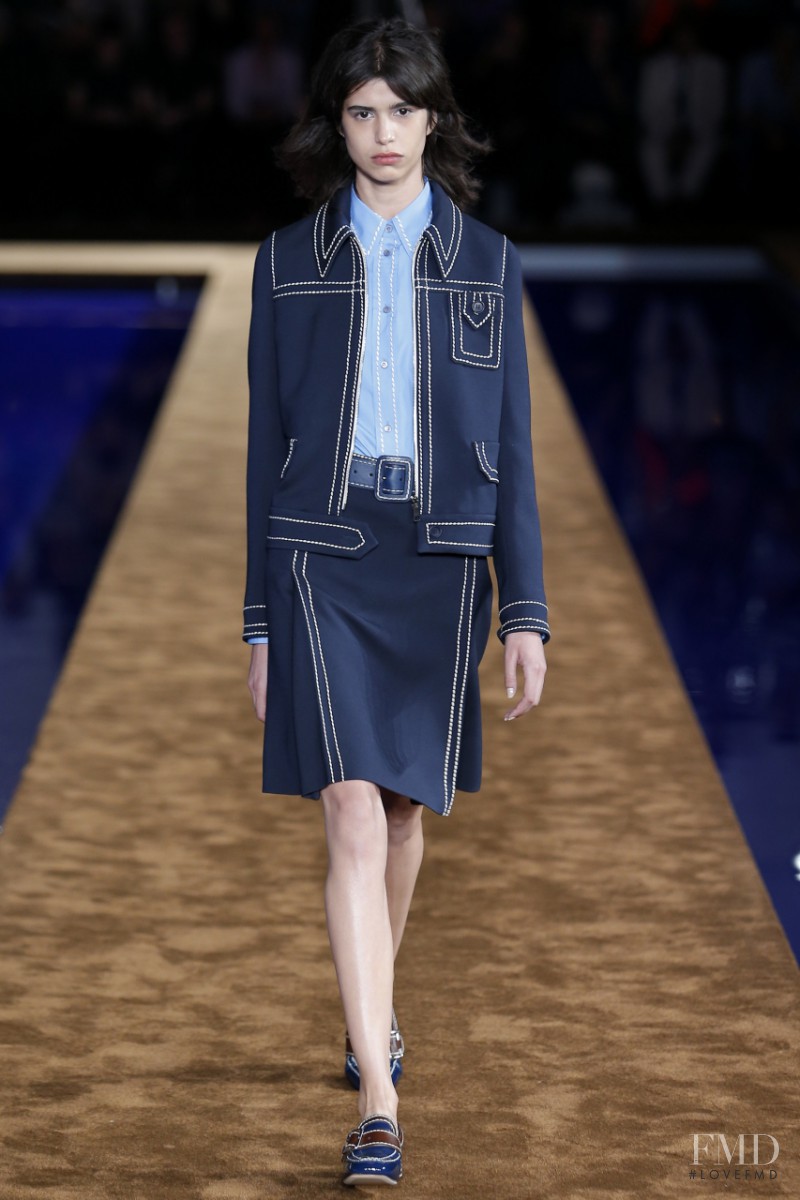 Mica Arganaraz featured in  the Prada fashion show for Spring/Summer 2015