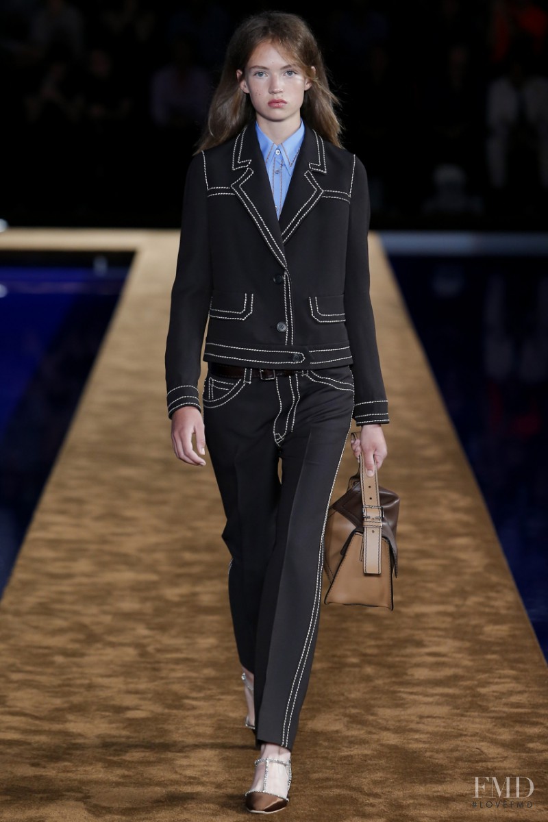 Adrienne Juliger featured in  the Prada fashion show for Spring/Summer 2015