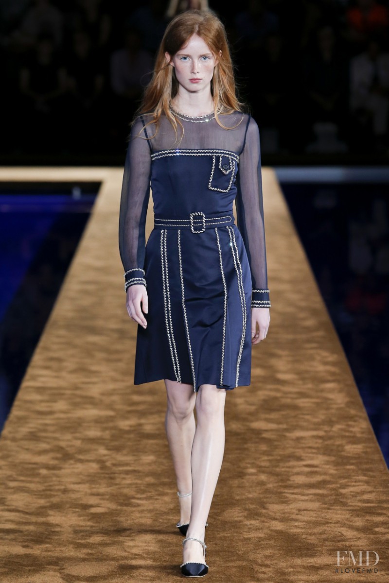 Rianne Van Rompaey featured in  the Prada fashion show for Spring/Summer 2015