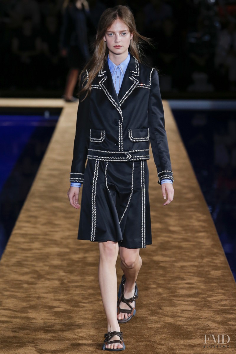 Ine Neefs featured in  the Prada fashion show for Spring/Summer 2015
