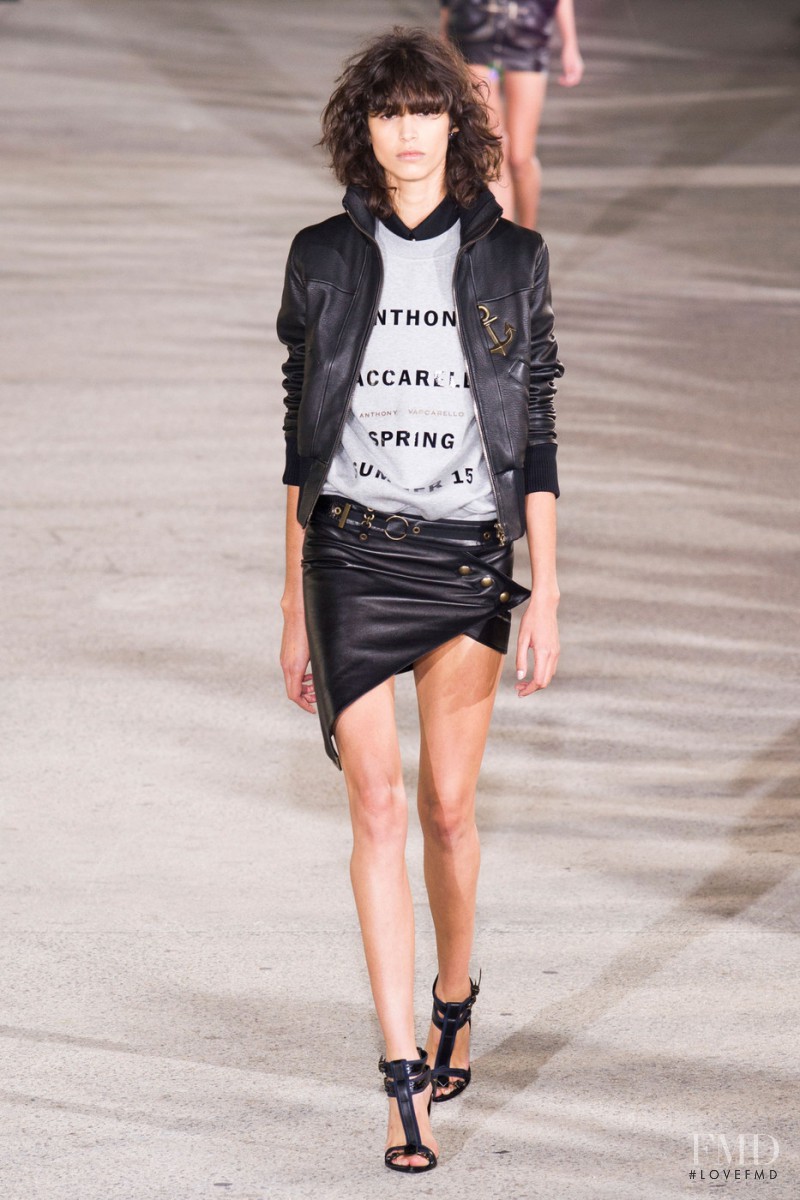 Mica Arganaraz featured in  the Anthony Vaccarello fashion show for Spring/Summer 2015