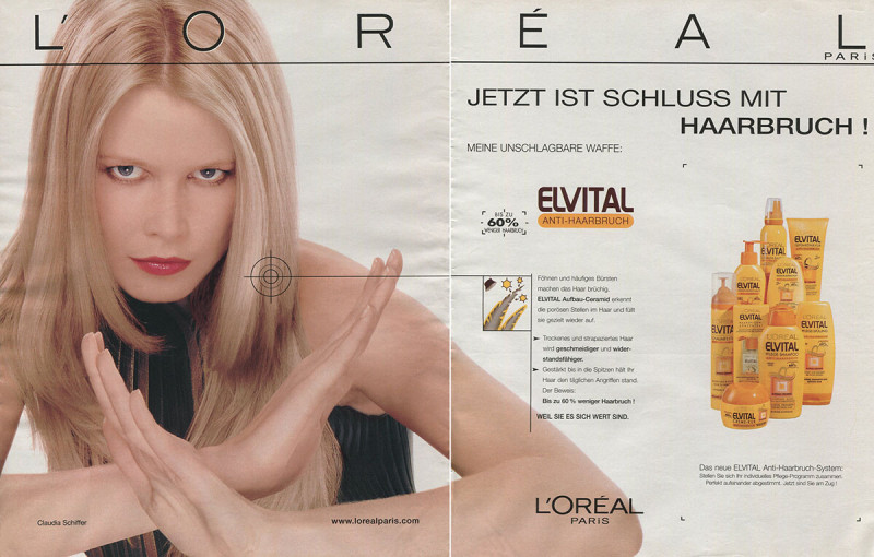 Claudia Schiffer featured in  the L\'Oreal Paris advertisement for Spring/Summer 2001