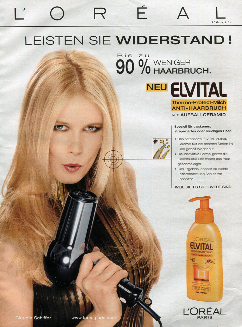 Claudia Schiffer featured in  the L\'Oreal Paris advertisement for Spring/Summer 2001