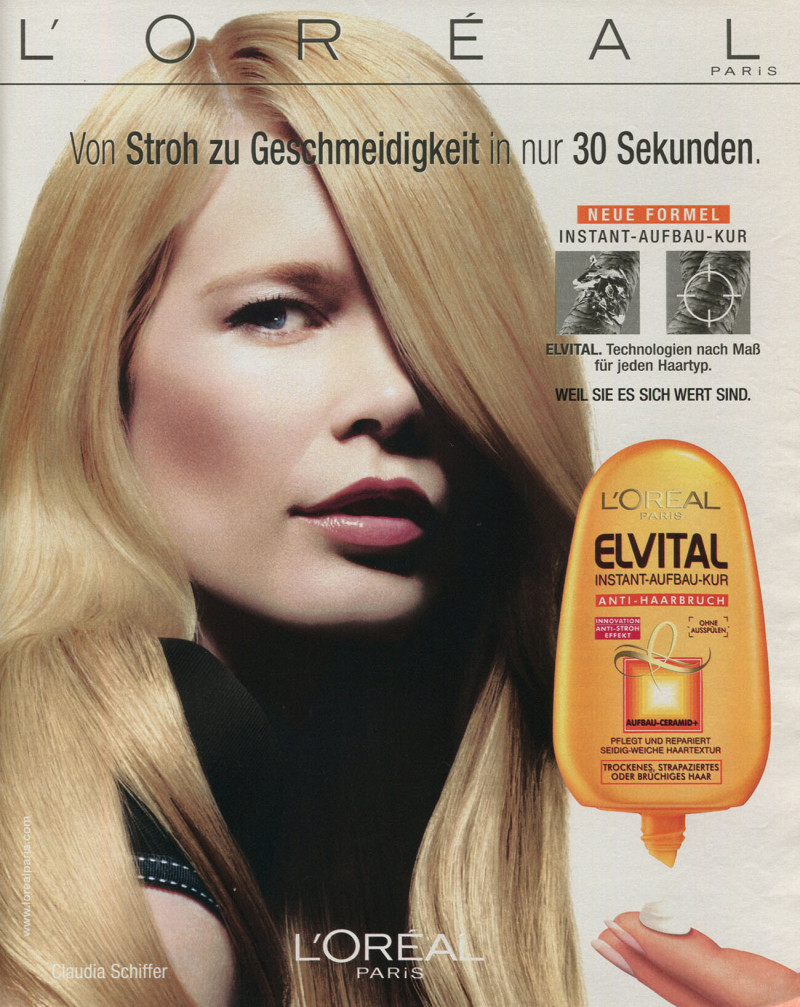 Claudia Schiffer featured in  the L\'Oreal Paris advertisement for Spring/Summer 2001