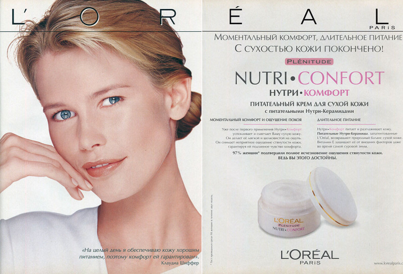 Claudia Schiffer featured in  the L\'Oreal Paris advertisement for Spring/Summer 2001