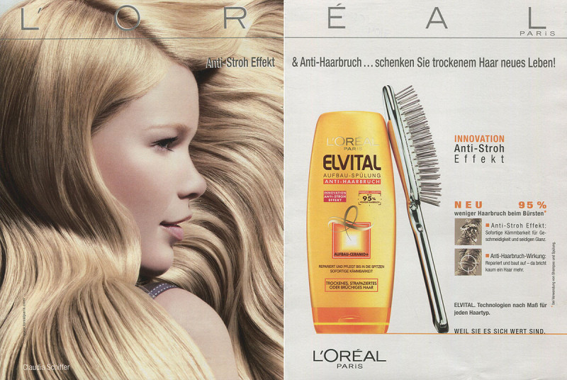 Claudia Schiffer featured in  the L\'Oreal Paris advertisement for Spring/Summer 2002
