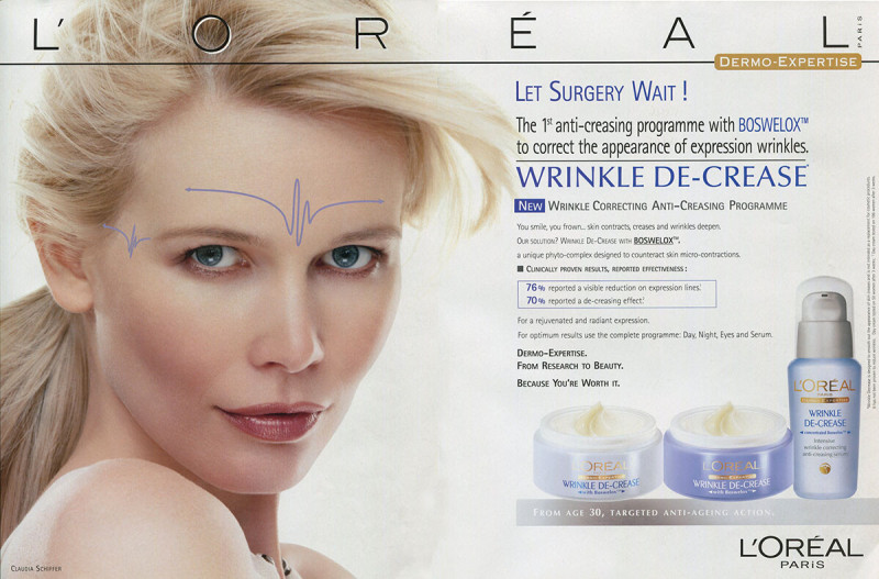 Claudia Schiffer featured in  the L\'Oreal Paris advertisement for Spring/Summer 2003