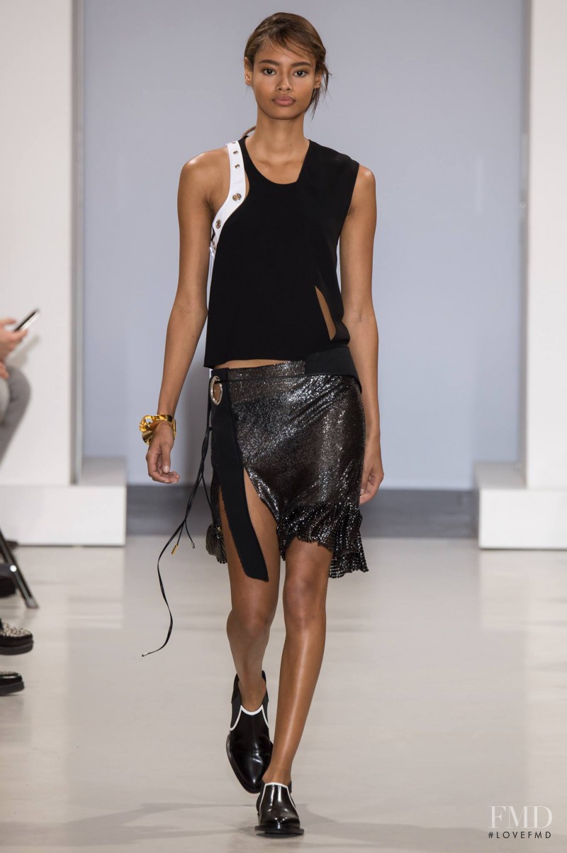 Malaika Firth featured in  the Paco Rabanne fashion show for Spring/Summer 2015