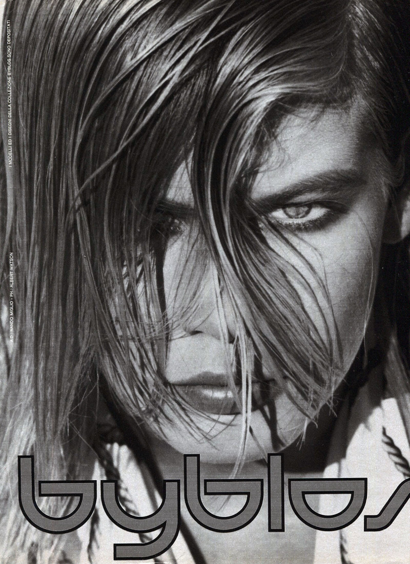 Claudia Schiffer featured in  the byblos advertisement for Spring/Summer 1989
