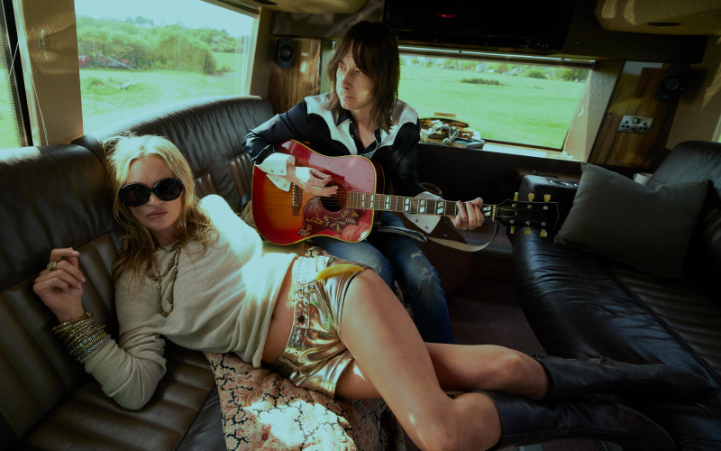Kate Moss featured in  the Zara Kate Moss x Bobby Gillespie advertisement for Spring/Summer 2025