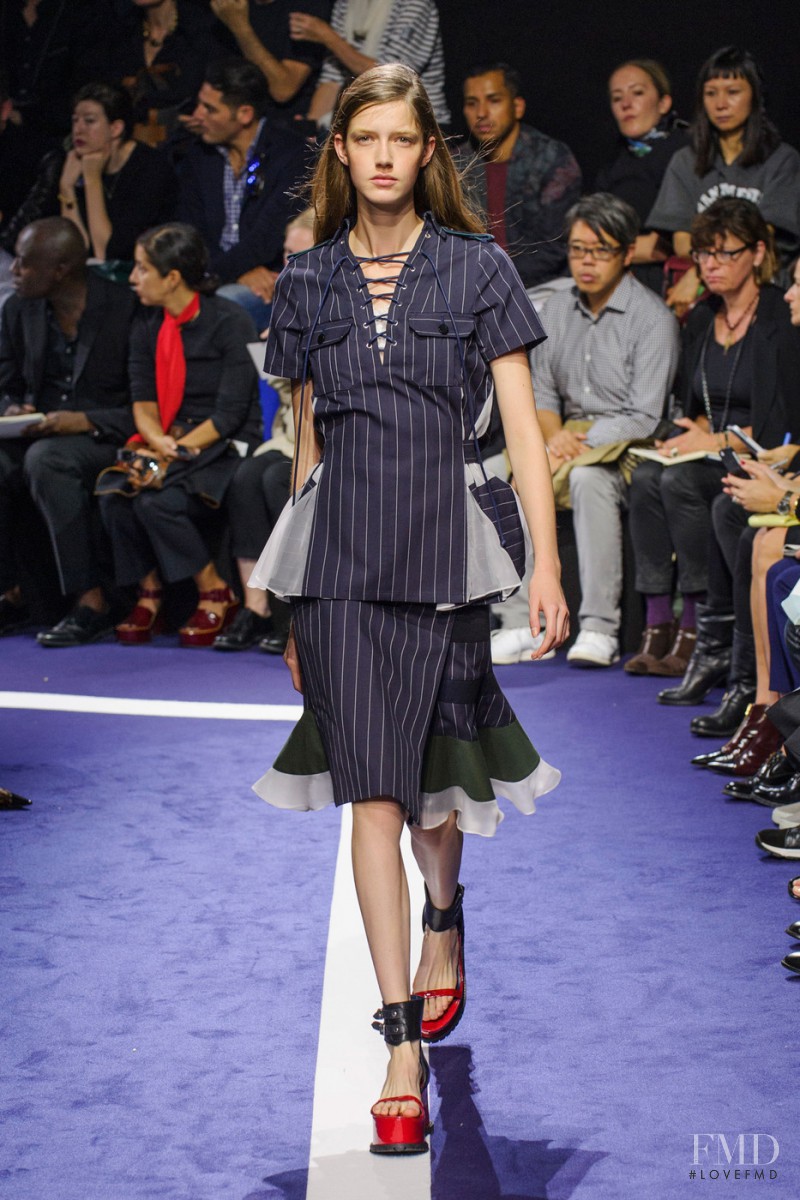 Josephine van Delden featured in  the Sacai fashion show for Spring/Summer 2015