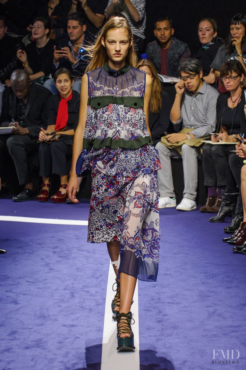 Maartje Verhoef featured in  the Sacai fashion show for Spring/Summer 2015