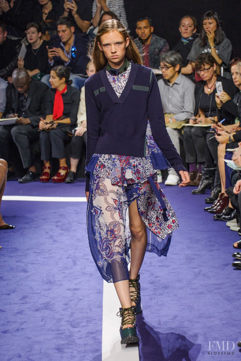 Adrienne Juliger featured in  the Sacai fashion show for Spring/Summer 2015