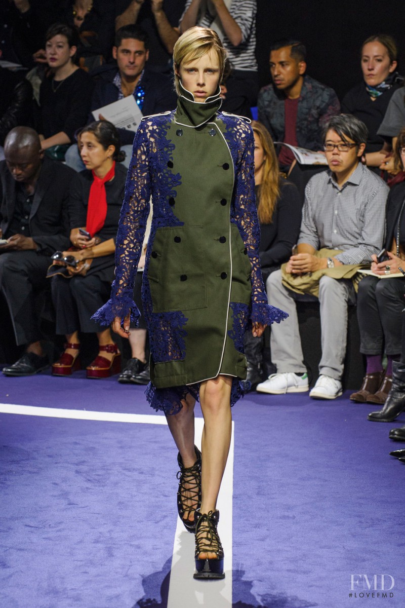 Edie Campbell featured in  the Sacai fashion show for Spring/Summer 2015