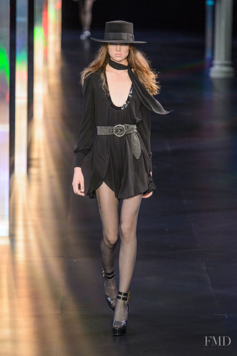 Adrienne Juliger featured in  the Saint Laurent fashion show for Spring/Summer 2015