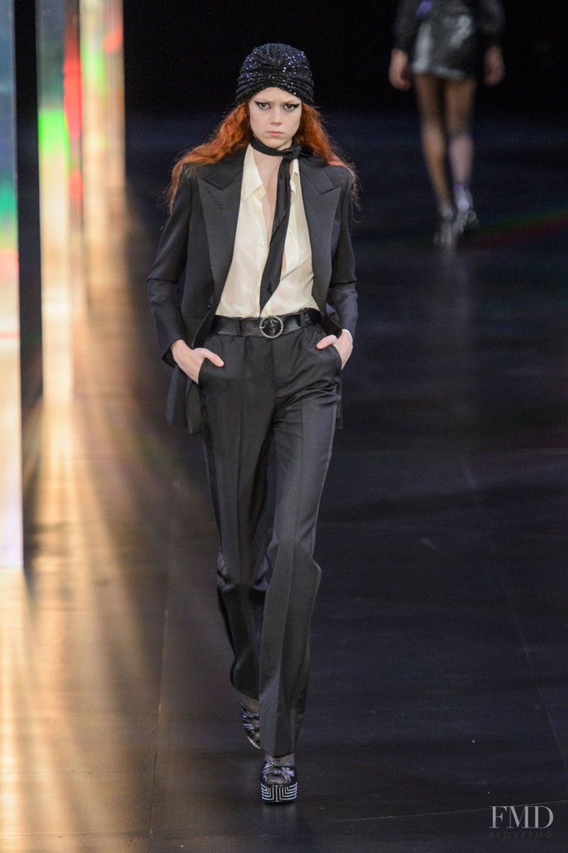 Natalie Westling featured in  the Saint Laurent fashion show for Spring/Summer 2015