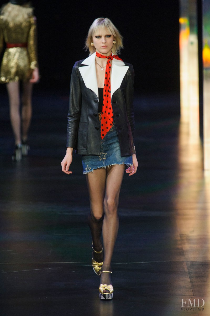 Lida Fox featured in  the Saint Laurent fashion show for Spring/Summer 2015