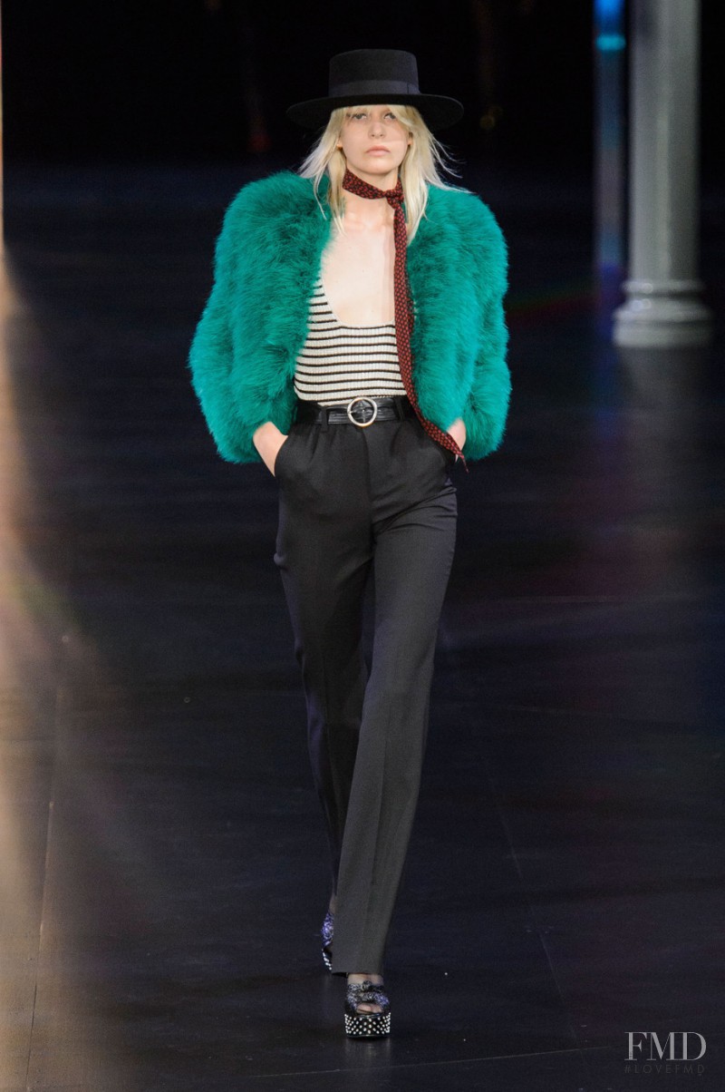 Caroline Schurch featured in  the Saint Laurent fashion show for Spring/Summer 2015
