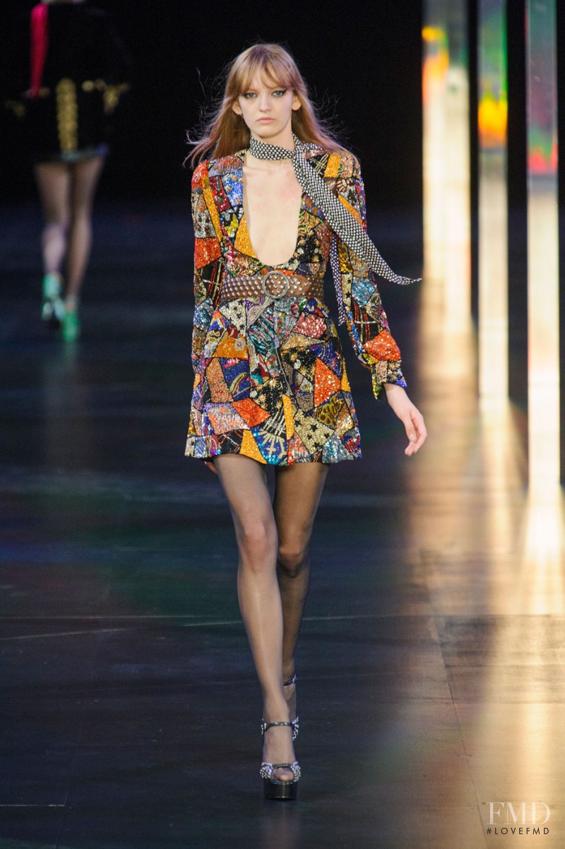 Yulia Musieichuk featured in  the Saint Laurent fashion show for Spring/Summer 2015